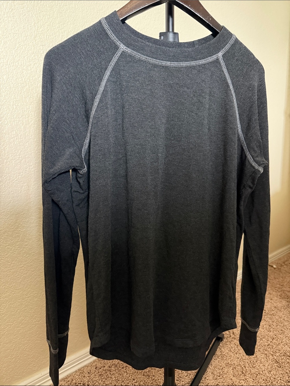 Splits59 Modal Charcoal Raglan Long-Sleeve Crewneck